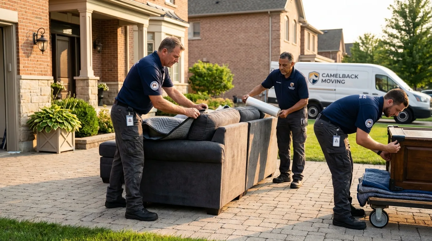 Large estate moving crew wrapping furniture in Gloverville, SC
